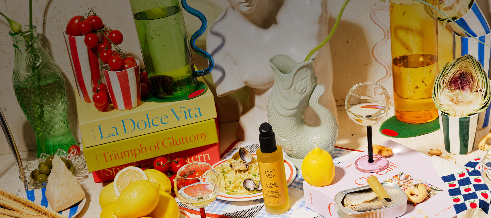 A curated selection of Italy-inspired gifts, featuring the La Dolce Vita puzzle, gourmet treats, elegant wine glasses, and Mediterranean-themed decor—perfect for lovers of Italian culture and design.