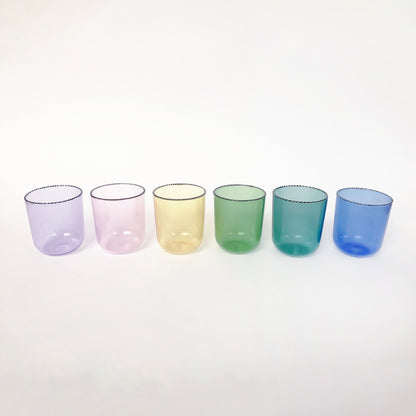 Rainbow Striped Rim Glasses, Set of 6