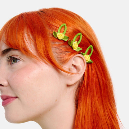 Yellow Rosette Snap Clips