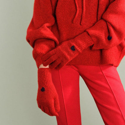 Red Cashmere Heart Gloves