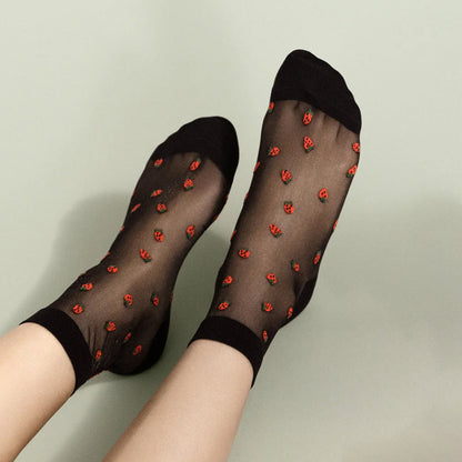 Baby Strawberry Sheer Crew Sock