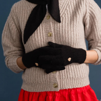 Black Cashmere Heart Gloves