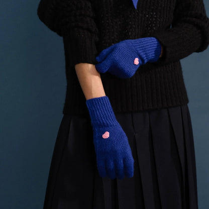 Cobalt Cashmere Heart Gloves