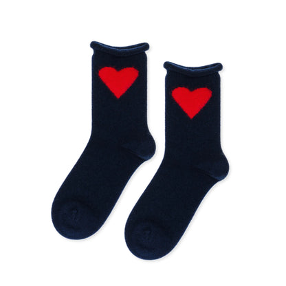 Navy Love Cashmere Crew Sock
