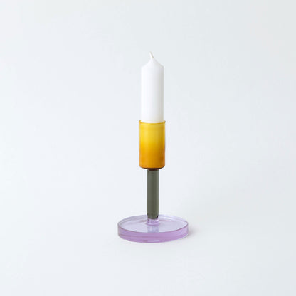 Violet + Marigold Glass Candlestick