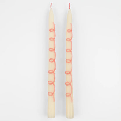 Pink Swirl Taper Candles