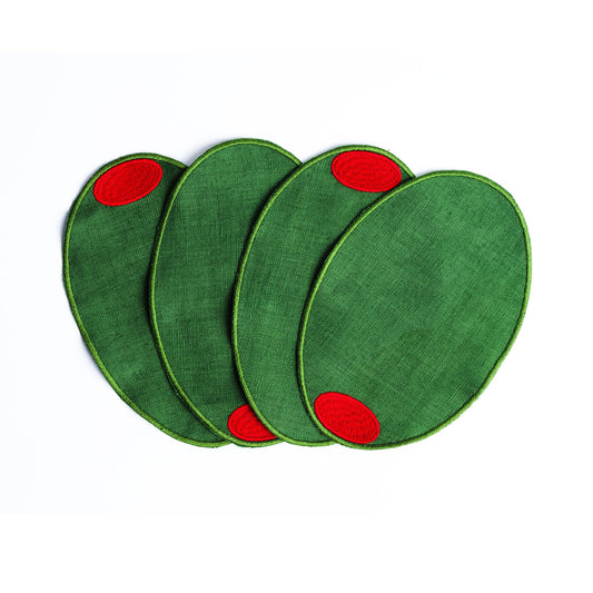 Martini Olive Cocktail Napkins, Set of 4