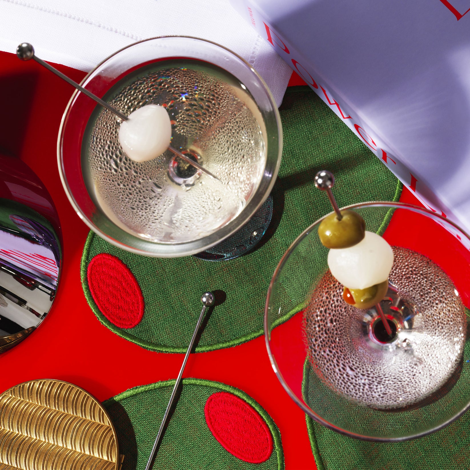 Martini Olive Cocktail Napkins, Set of 4 Piecework Puzzles