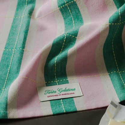 Striped Tea Towel, Green/Pink