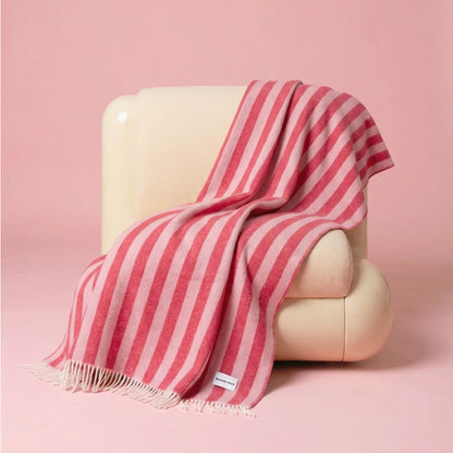 Pink + Cherry Candy Stripe Blanket