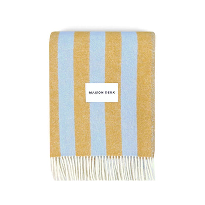 Ice Blue + Honey Candy Stripe Blanket