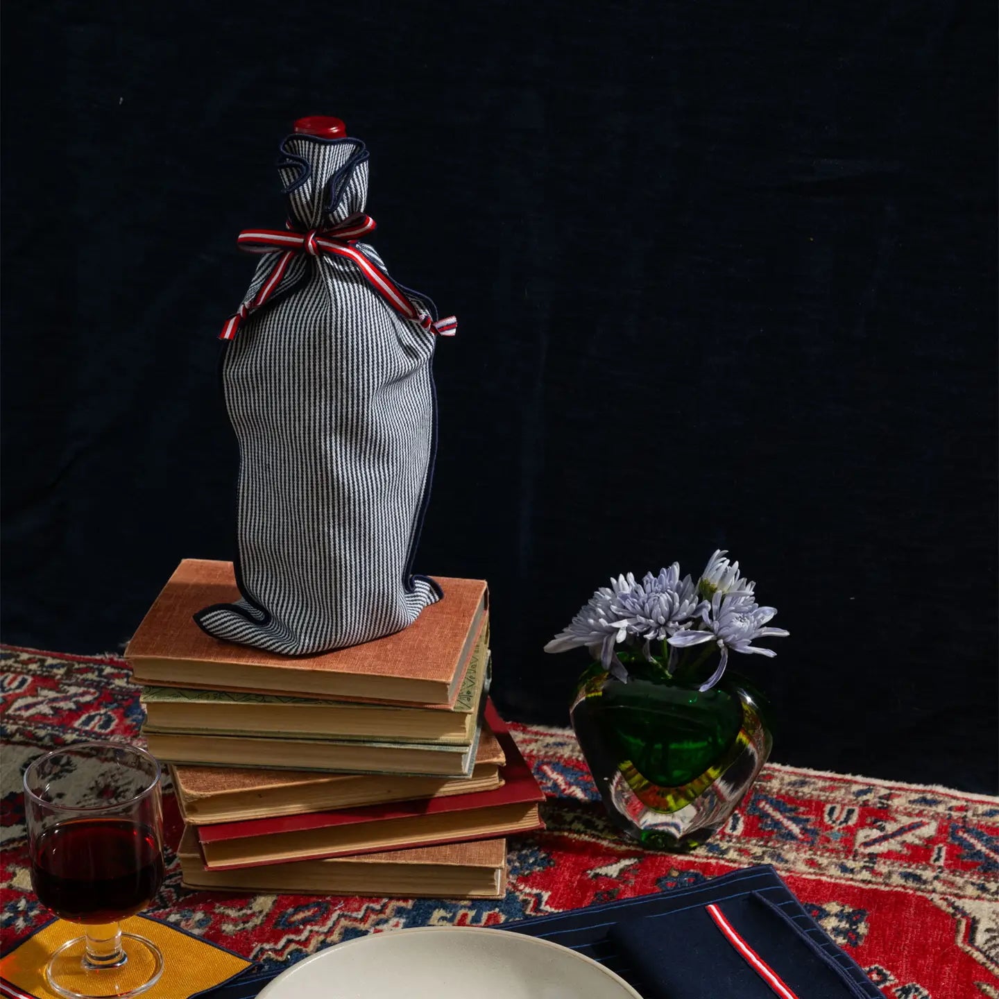 Indigo Stripe Bottle Bag - Thumbnail 2