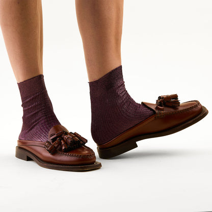 Ribbed Metallic Sock