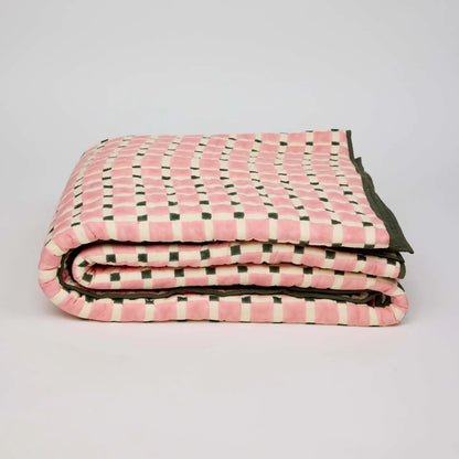 Block Printed Checkerboard Quilt