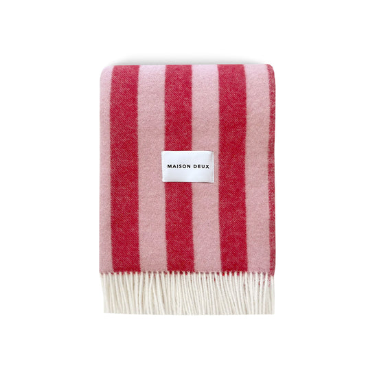 Pink + Cherry Candy Stripe Blanket