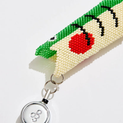 Green Beaded Fish Retractable Lighter Keychain