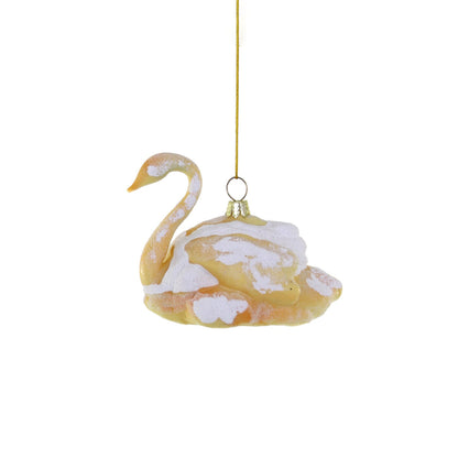 Swan Cream Puff Glass Ornament