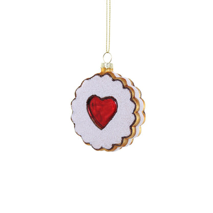 Linzer Heart Cookie Glass Ornament