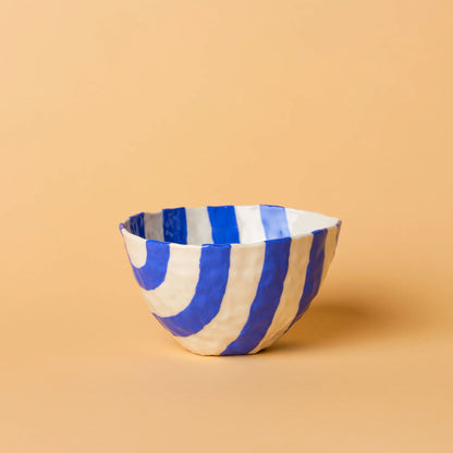 Stripe Bowl, Painter's Tape Blue