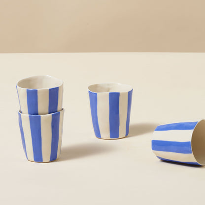 Bold-Stripe Wine Cup, Painter's Tape Blue