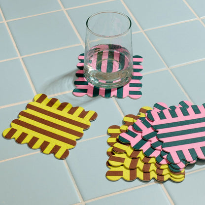 Riviera Stripe Letterpress Coasters