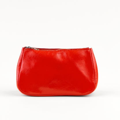 Vermillion Patent Zip Pouch