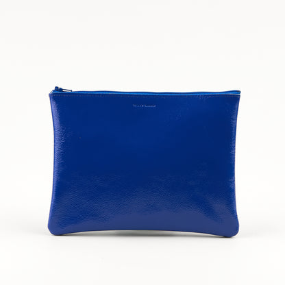 Cerulean Patent Zip Pouch