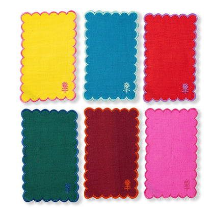 Rainbow Linen Cocktail Napkins, Set of 6