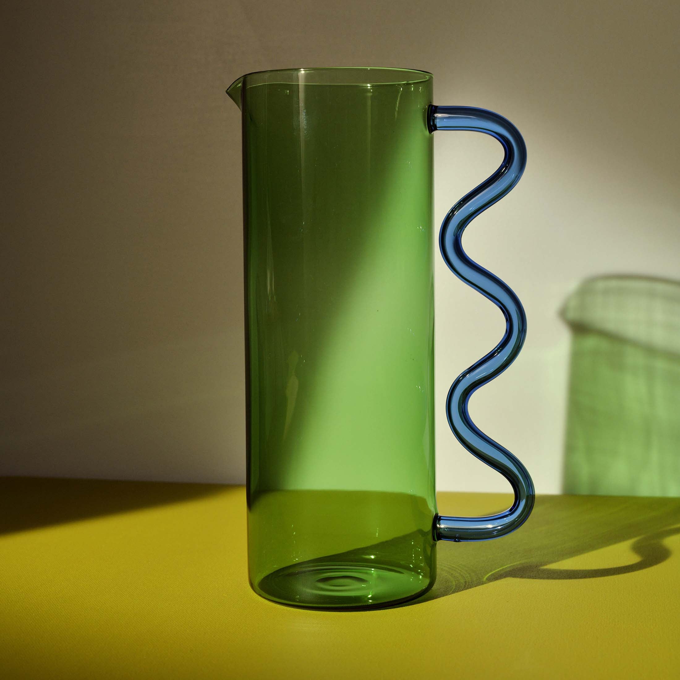 Wave Pitcher, Green with Blue – Piecework Puzzles