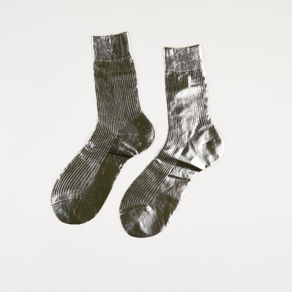 Ribbed Metallic Sock