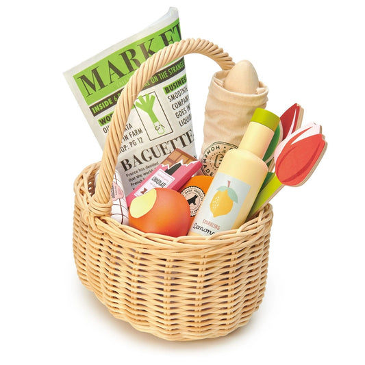 Wicker Market Basket Toy Set