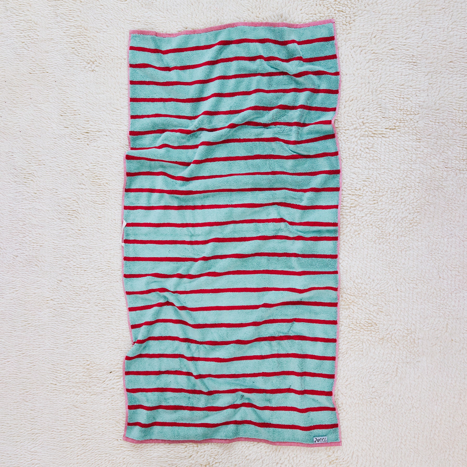 Bird Stripe Bath Towel - Thumbnail 4