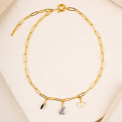 Gold Chain Necklace and Charms