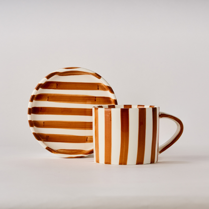 Striped Mug and Saucer