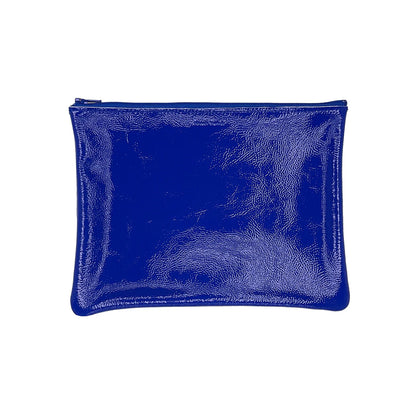 Cerulean Patent Zip Pouch