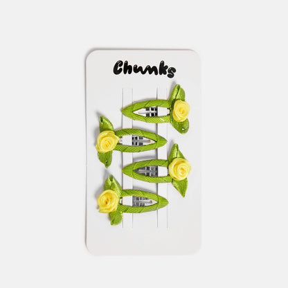 Yellow Rosette Snap Clips
