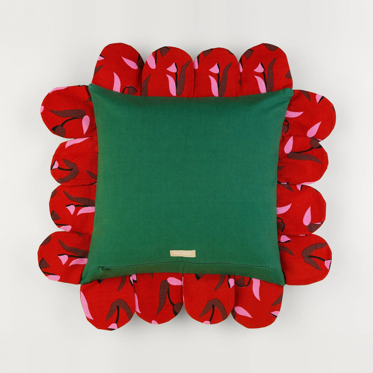 Blue Window Petal Pillow back: solid green