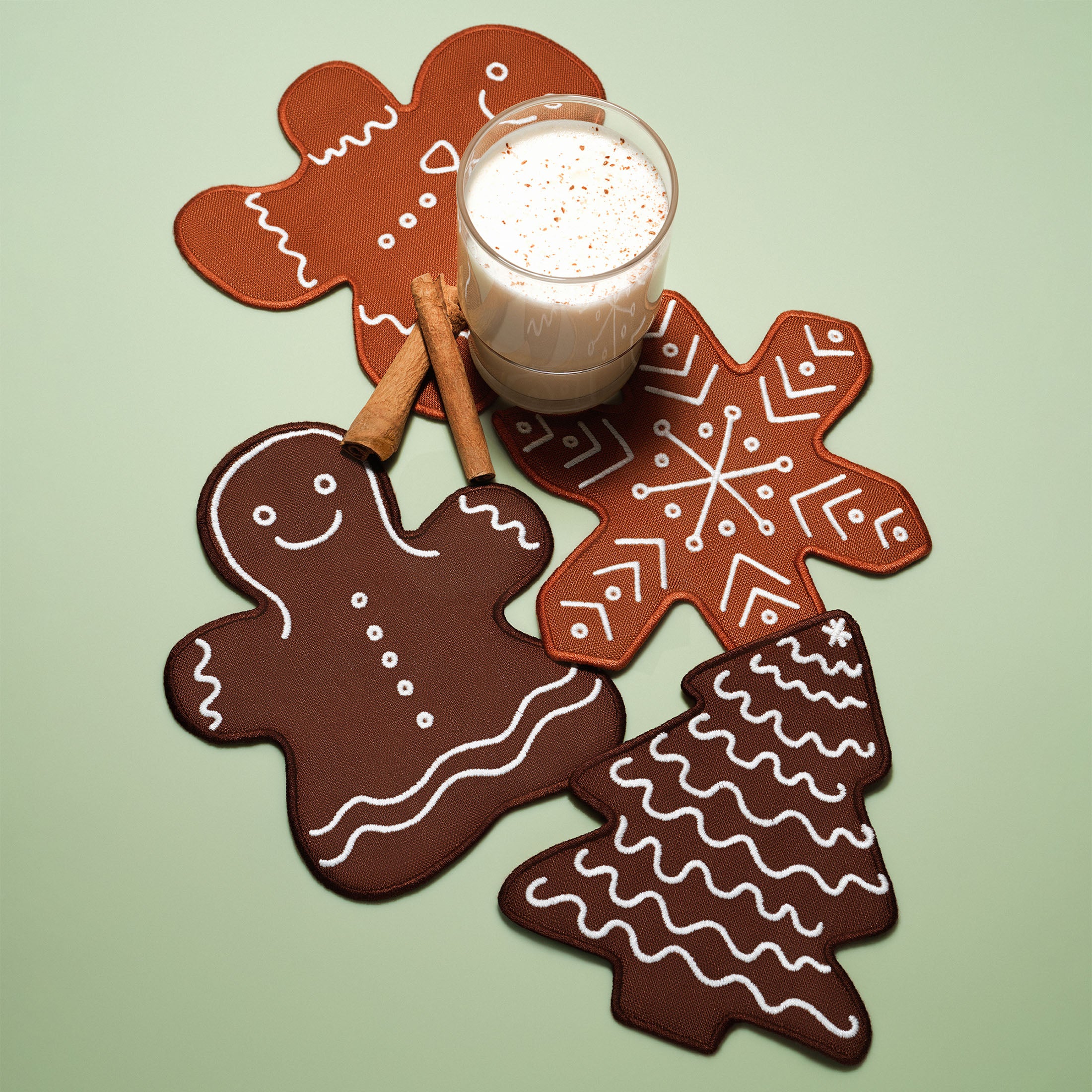 Gingerbread Cocktail Napkins – Embroidered Holiday Gift Set