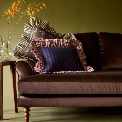 Jewel Stripe Ruffle Pillow paired with the Striped Posie pillow