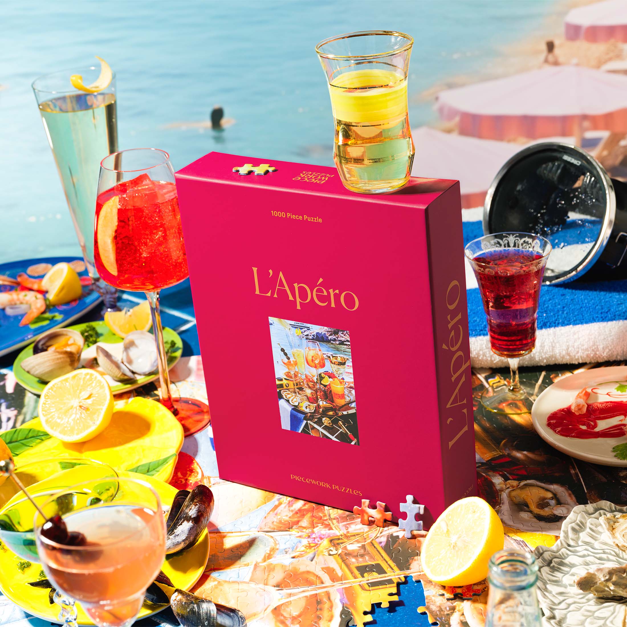 The Apéro Hour Set: Cocktail Napkins + Puzzle Bundle – Piecework