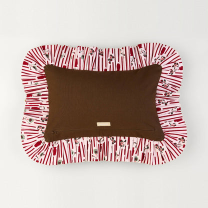 Striped Posie Ruffle Pillow back: solid brown