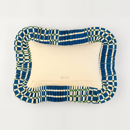Tiny Checks Ruffle Pillow back: solid cream