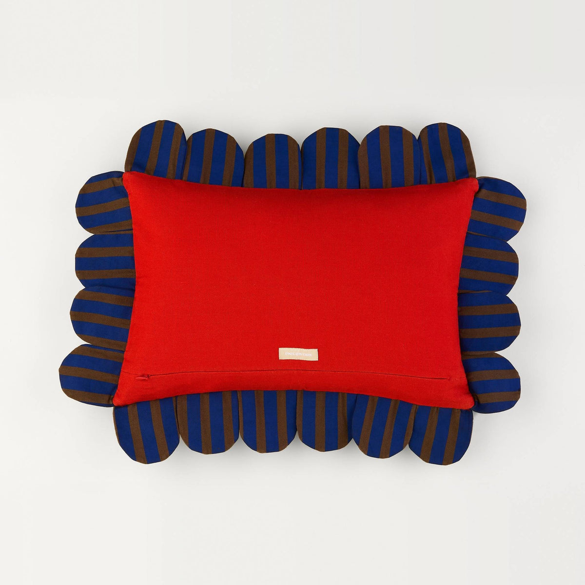 Tulip Stripe Petal Pillow back: solid red