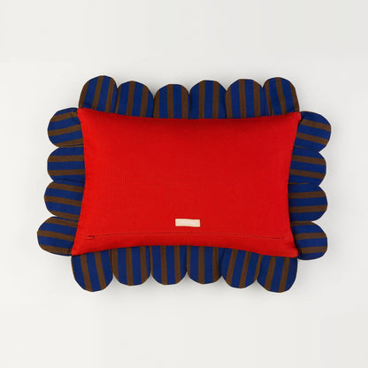 Tulip Stripe Petal Pillow back: solid red