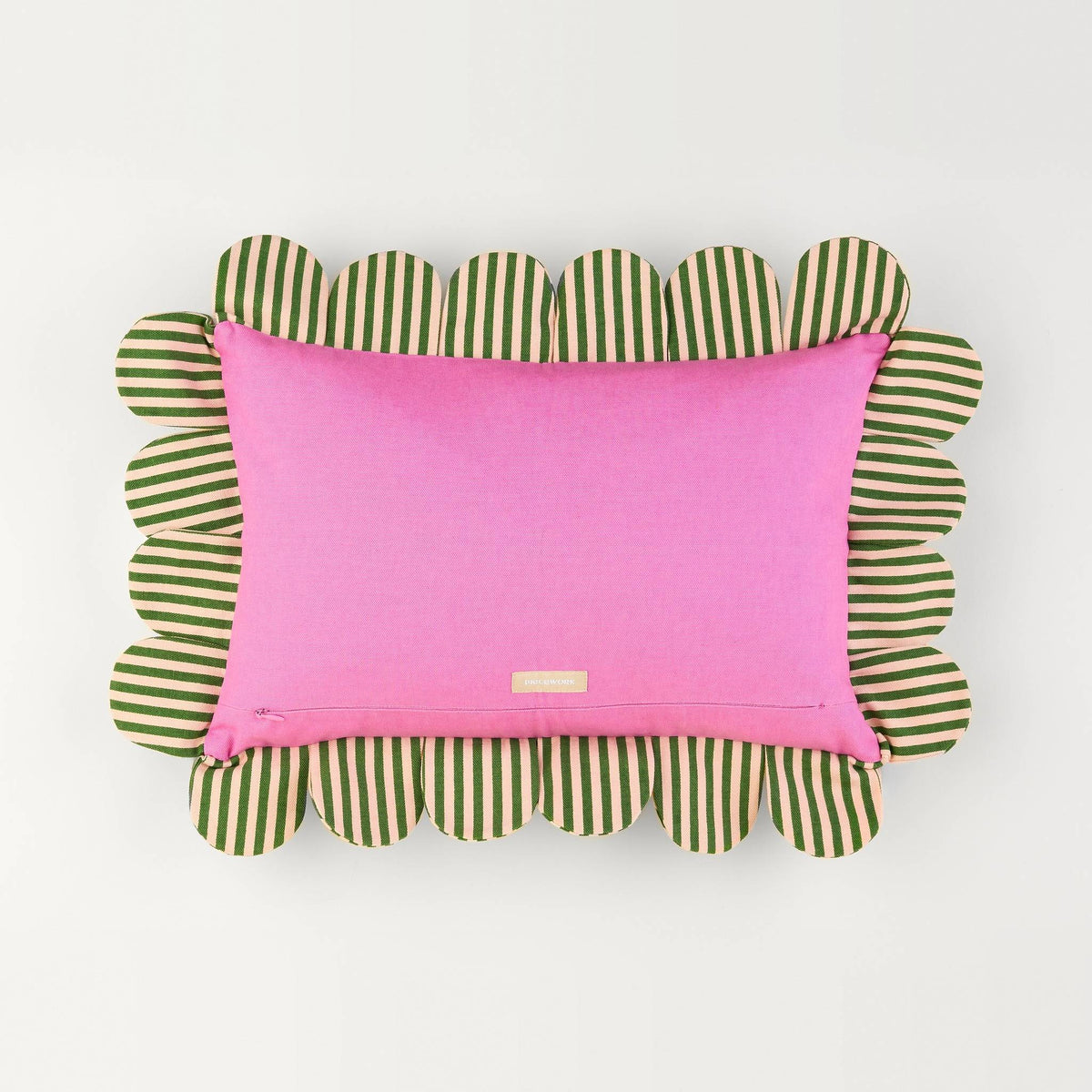 Venetian Check Petal Pillow back: solid pink