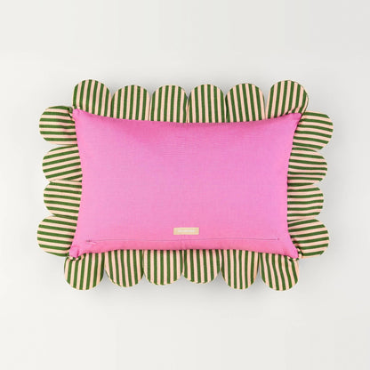 Venetian Check Petal Pillow back: solid pink