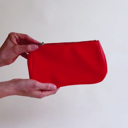 Vermillion Patent Zip Pouch